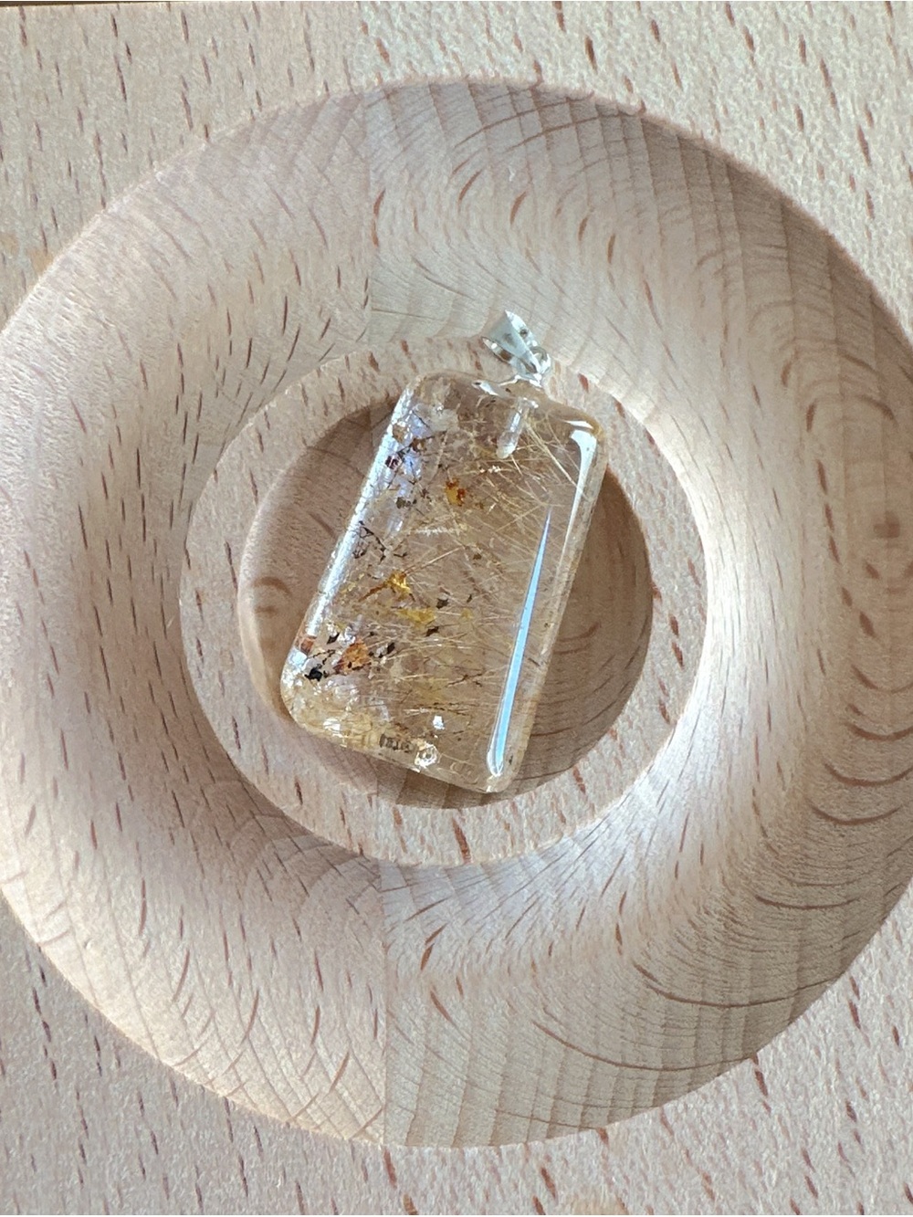 Natural Rutilated Quartz Pendant Gold Rutilated Quartz Crystal Pendant Handmade